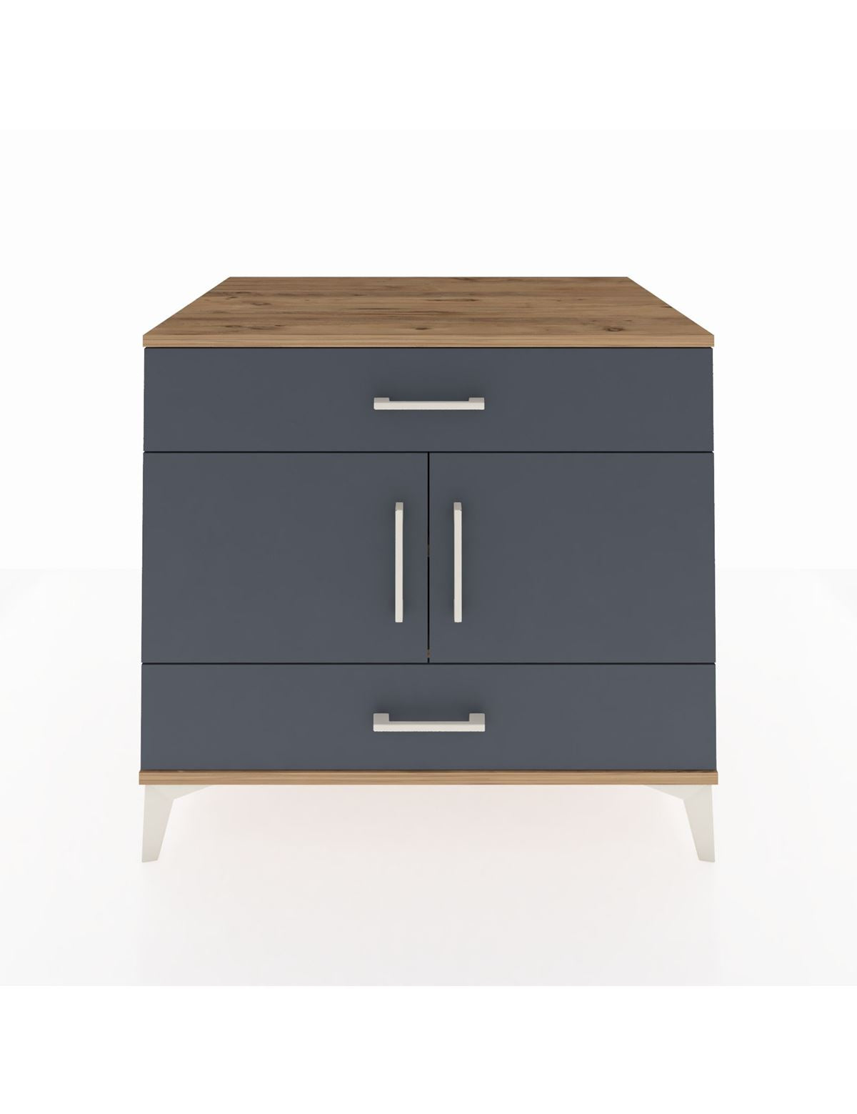 Kronos Şifonyer 2 Raflı 2 Çekmeceli 2 Kapaklı 88x59x80 Çam-Antrasit