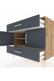 Kronos Şifonyer 2 Raflı 2 Çekmeceli 2 Kapaklı 88x59x80 Çam-Antrasit