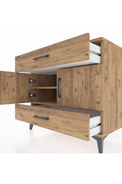 Kronos Şifonyer 2 Raflı 2 Çekmeceli 2 Kapaklı 88x59x80 Çam-Çam