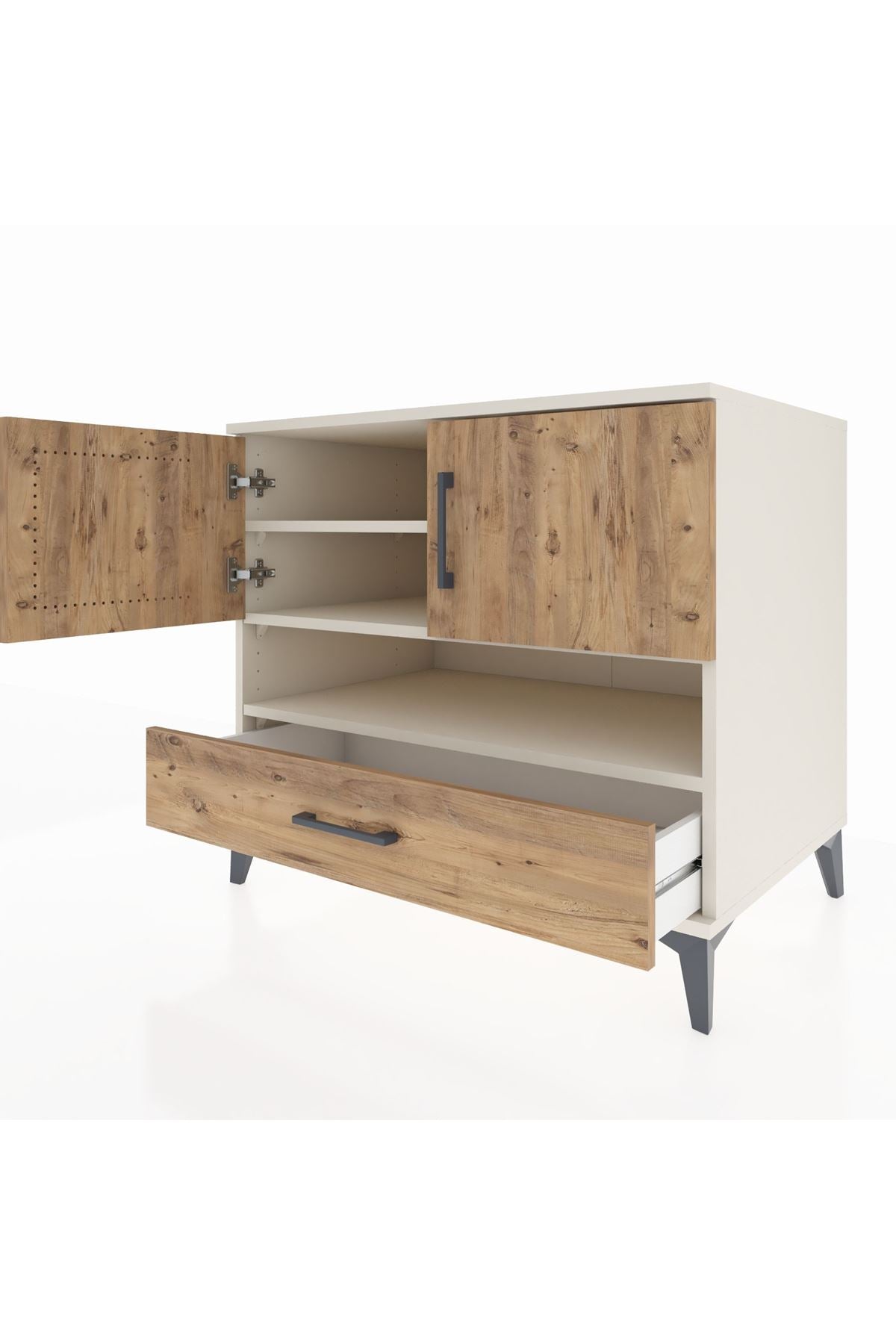 Kronos Şifonyer 3 Raflı Tek Çekmeceli 2 Kapaklı 88x59x80 Aytaşı-Çam