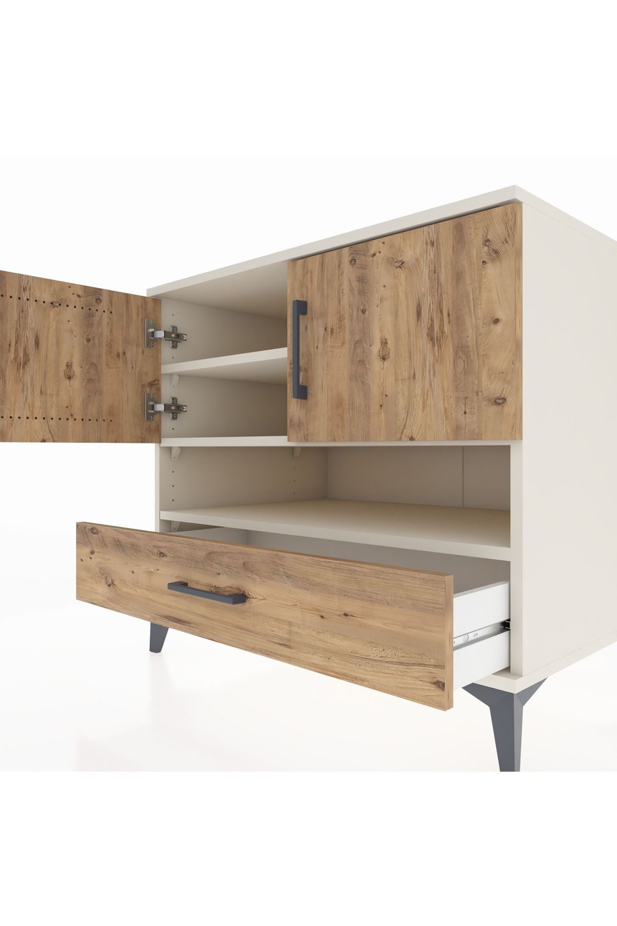 Kronos Şifonyer 3 Raflı Tek Çekmeceli 2 Kapaklı 88x59x80 Aytaşı-Çam