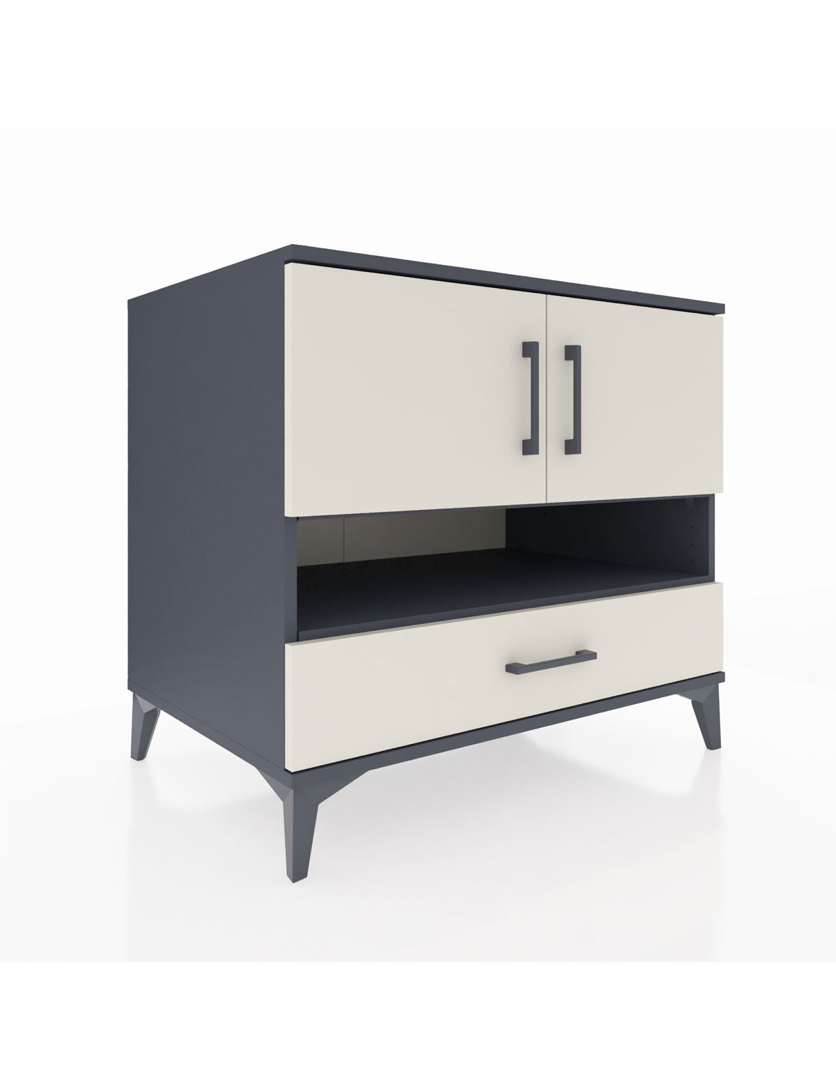 Kronos Şifonyer 3 Raflı Tek Çekmeceli 2 Kapaklı 88x59x80 Antrasit-Aytaşı