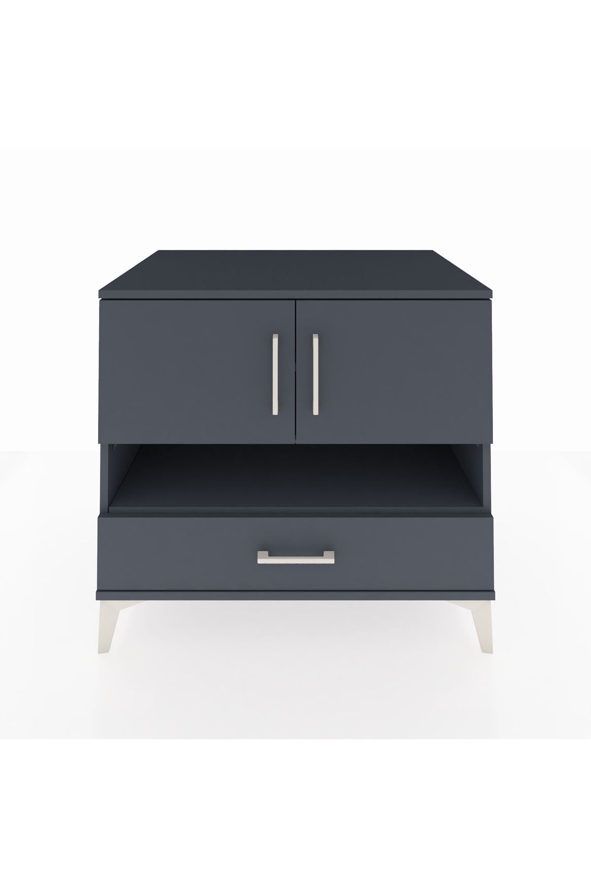 Kronos Şifonyer 3 Raflı Tek Çekmeceli 2 Kapaklı 88x59x80 Antrasit-Antrasit