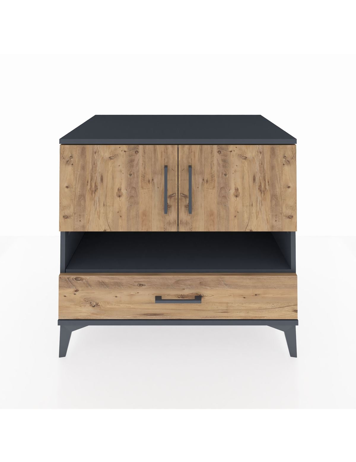 Kronos Şifonyer 3 Raflı Tek Çekmeceli 2 Kapaklı 88x59x80 Antrasit-Çam