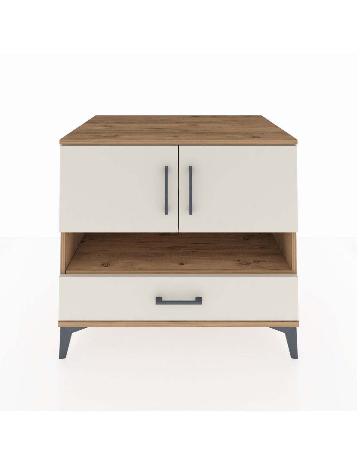 Kronos Şifonyer 3 Raflı Tek Çekmeceli 2 Kapaklı 88x59x80 Çam-Aytaşı