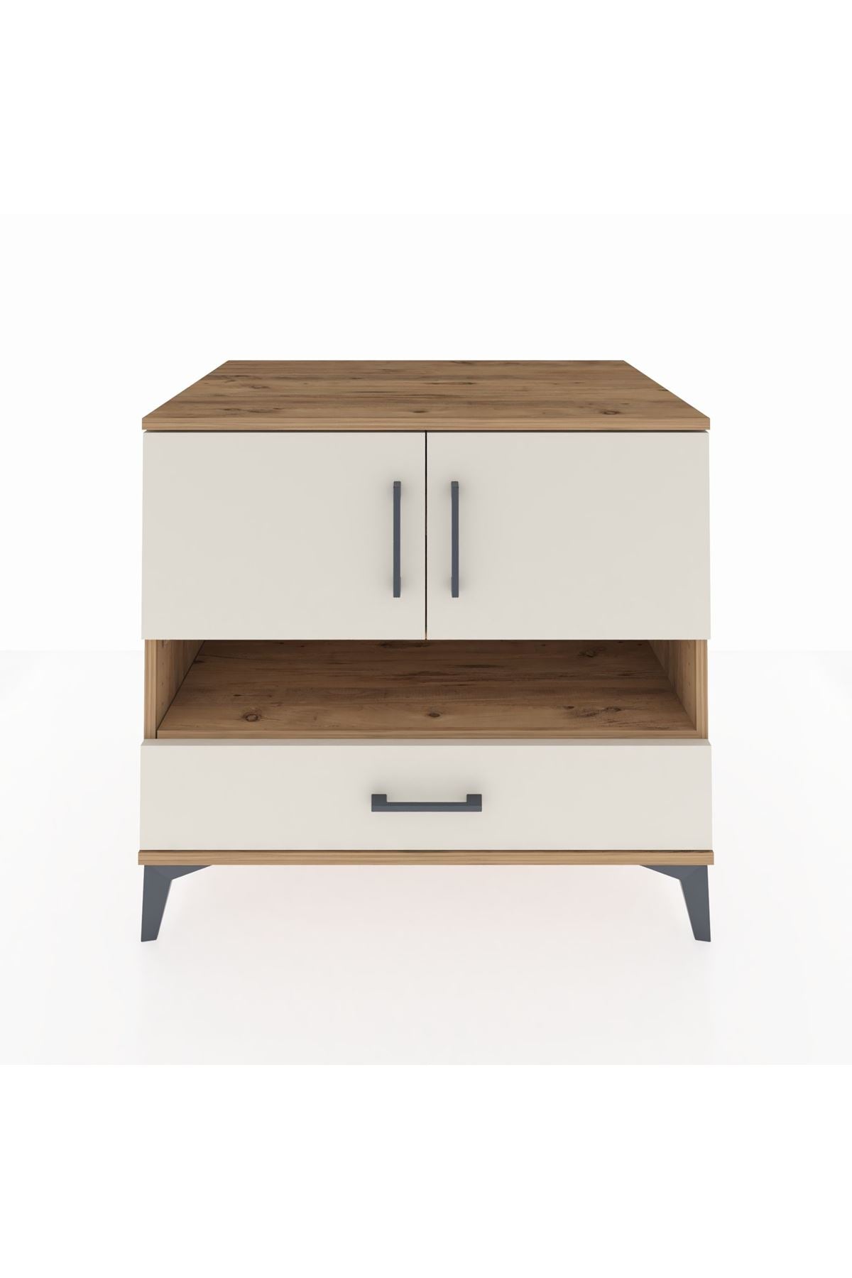 Kronos Şifonyer 3 Raflı Tek Çekmeceli 2 Kapaklı 88x59x80 Çam-Aytaşı