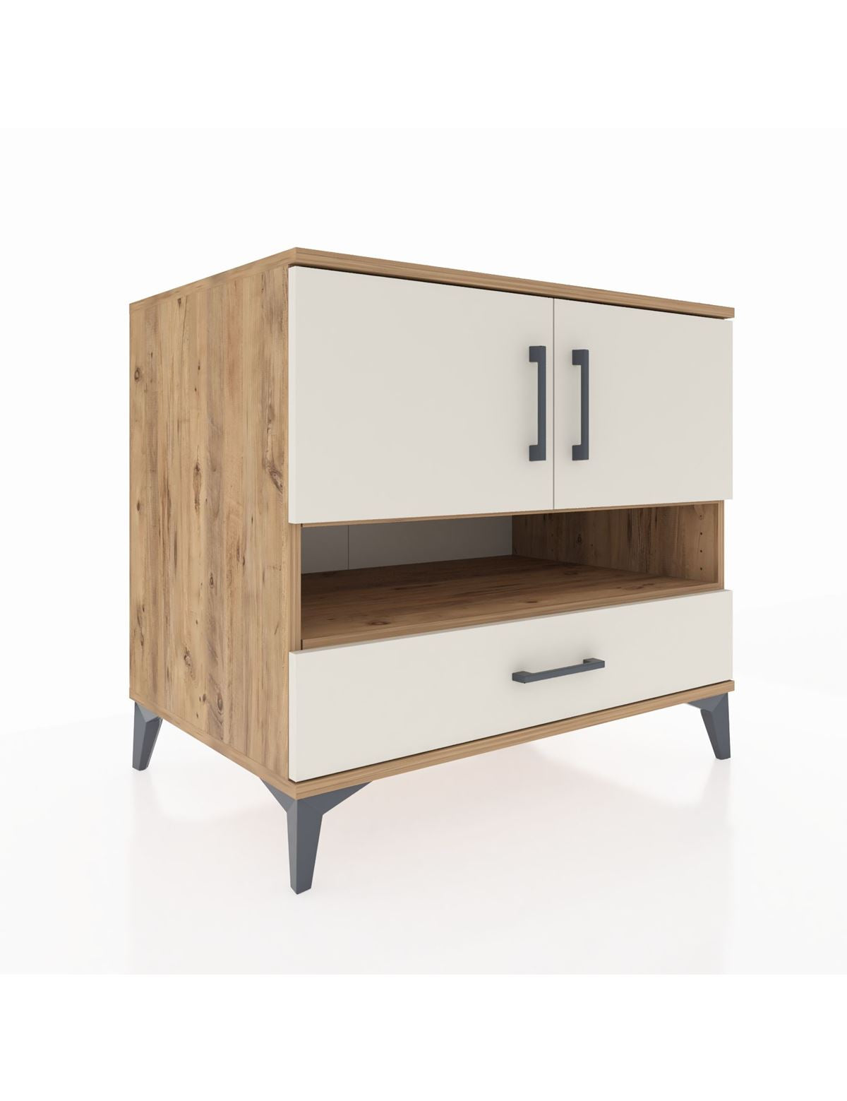 Kronos Şifonyer 3 Raflı Tek Çekmeceli 2 Kapaklı 88x59x80 Çam-Aytaşı