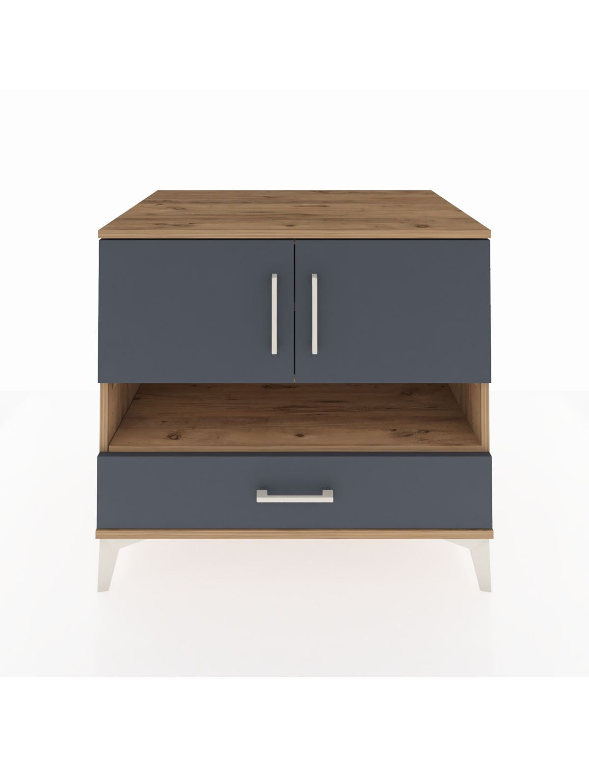 Kronos Şifonyer 3 Raflı Tek Çekmeceli 2 Kapaklı 88x59x80 Çam-Antrasit