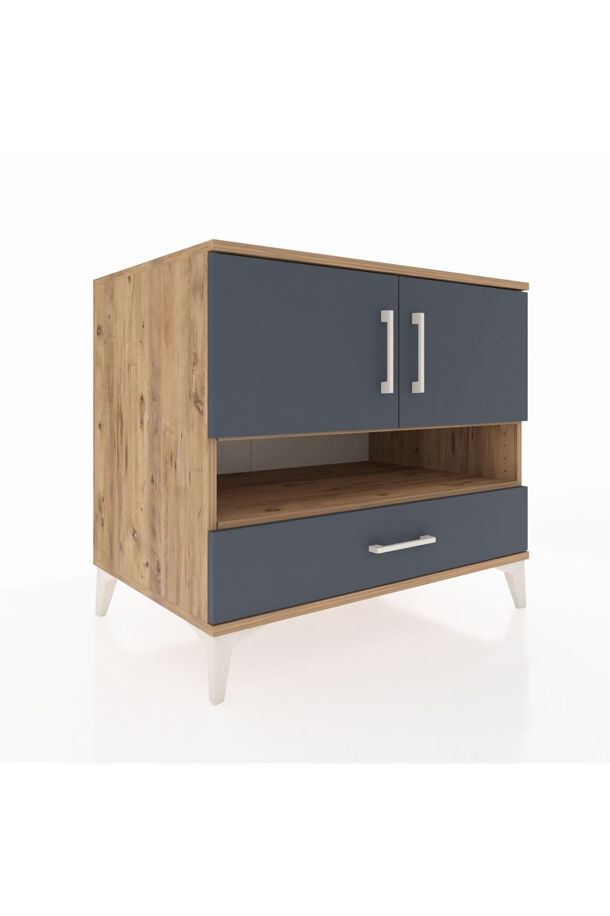 Kronos Şifonyer 3 Raflı Tek Çekmeceli 2 Kapaklı 88x59x80 Çam-Antrasit