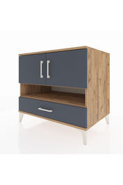 Kronos Şifonyer 3 Raflı Tek Çekmeceli 2 Kapaklı 88x59x80 Çam-Antrasit