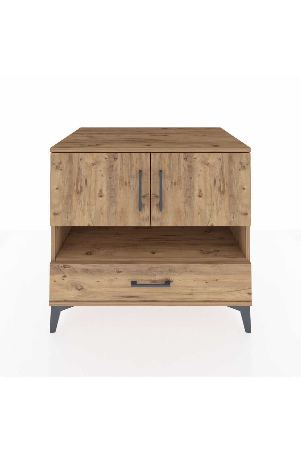 Kronos Şifonyer 3 Raflı Tek Çekmeceli 2 Kapaklı 88x59x80 Çam-Çam