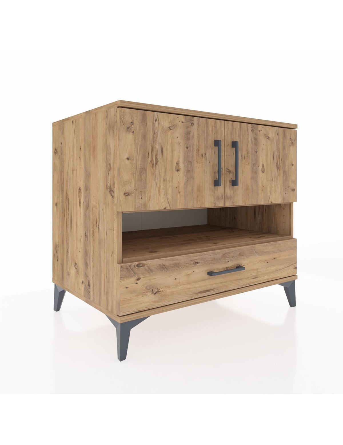 Kronos Şifonyer 3 Raflı Tek Çekmeceli 2 Kapaklı 88x59x80 Çam-Çam