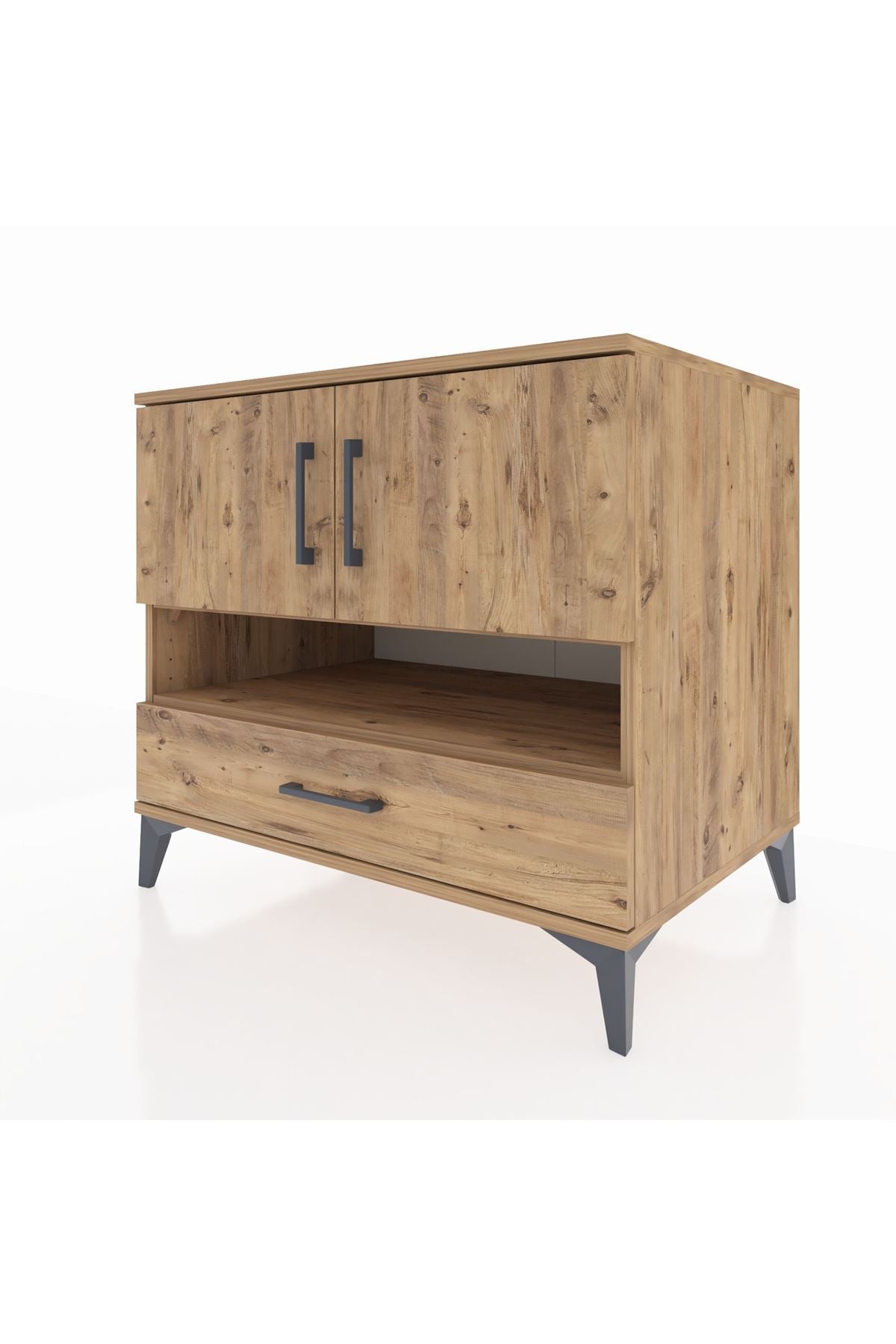 Kronos Şifonyer 3 Raflı Tek Çekmeceli 2 Kapaklı 88x59x80 Çam-Çam