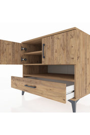 Kronos Şifonyer 3 Raflı Tek Çekmeceli 2 Kapaklı 88x59x80 Çam-Çam