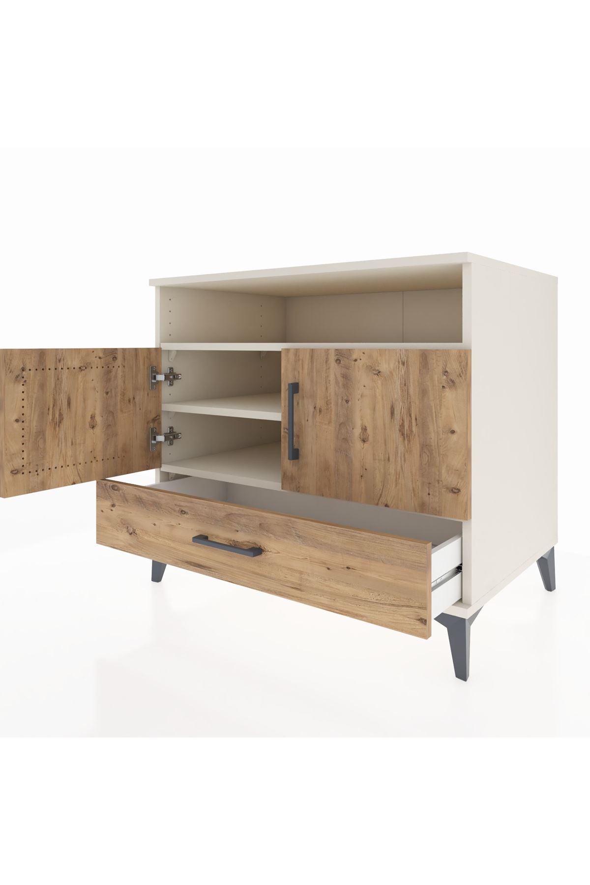 Kronos Şifonyer 3 Raflı Tek Çekmeceli 2 Kapaklı 88x59x80 Aytaşı-Çam