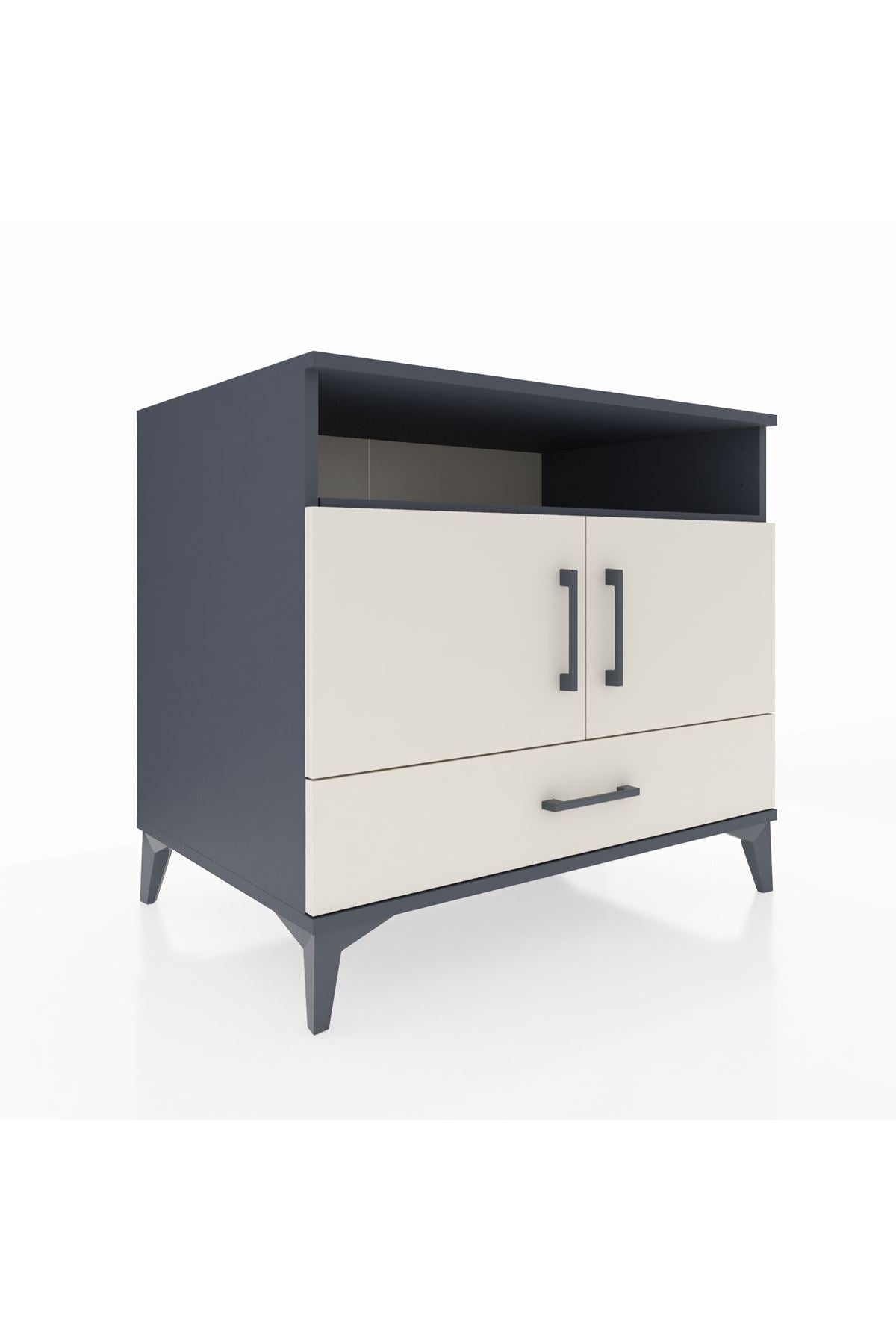 Kronos Şifonyer 3 Raflı Tek Çekmeceli 2 Kapaklı 88x59x80 Antrasit-Aytaşı