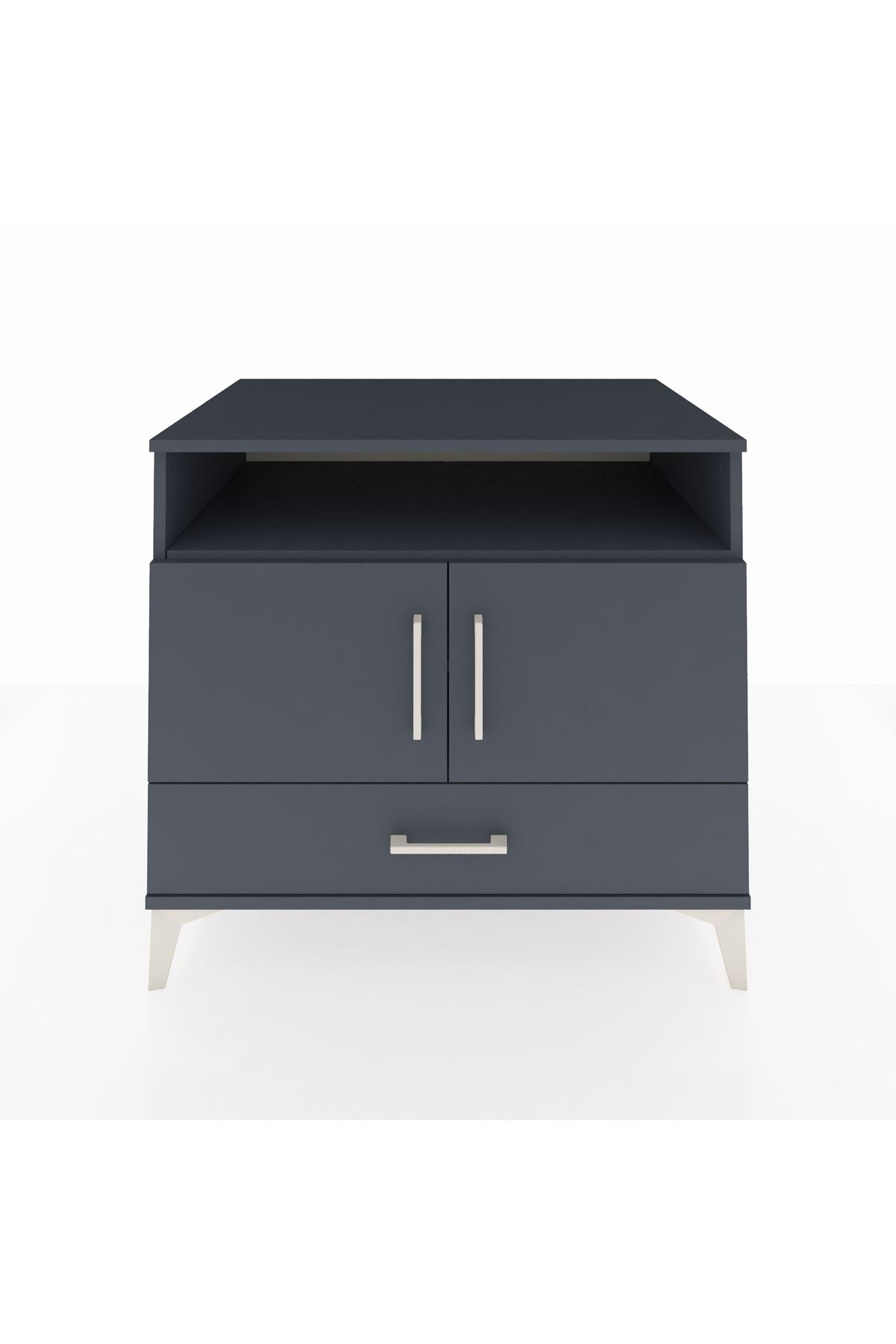 Kronos Şifonyer 3 Raflı Tek Çekmeceli 2 Kapaklı 88x59x80 Antrasit-Antrasit