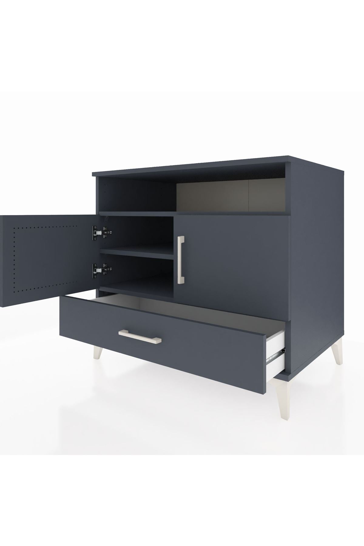 Kronos Şifonyer 3 Raflı Tek Çekmeceli 2 Kapaklı 88x59x80 Antrasit-Antrasit