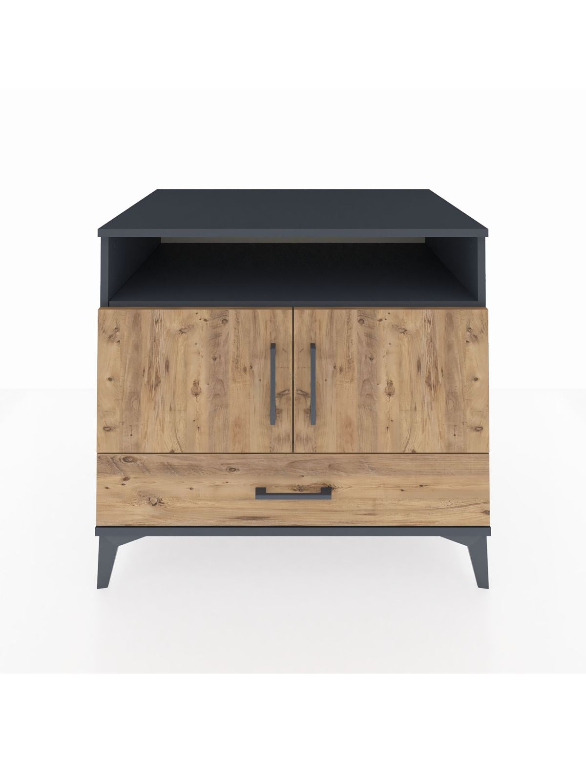 Kronos Şifonyer 3 Raflı Tek Çekmeceli 2 Kapaklı 88x59x80 Antrasit-Çam