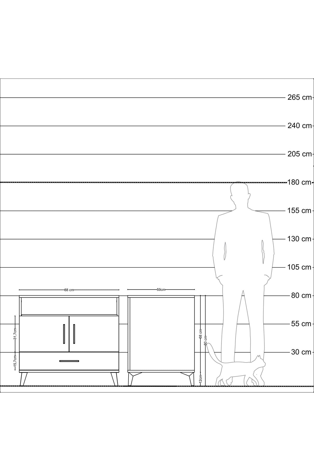 Kronos Şifonyer 3 Raflı Tek Çekmeceli 2 Kapaklı 88x59x80 Çam-Aytaşı