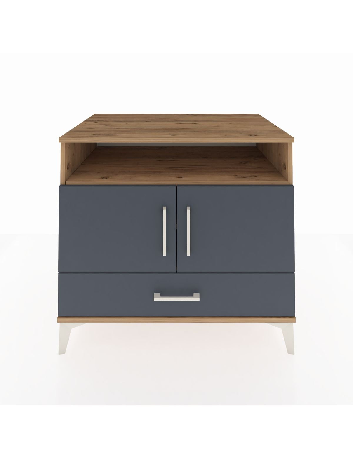 Kronos Şifonyer 3 Raflı Tek Çekmeceli 2 Kapaklı 88x59x80 Çam-Antrasit