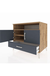 Kronos Şifonyer 3 Raflı Tek Çekmeceli 2 Kapaklı 88x59x80 Çam-Antrasit