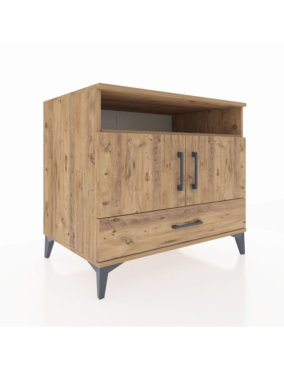 Kronos Şifonyer 3 Raflı Tek Çekmeceli 2 Kapaklı 88x59x80 Çam-Çam