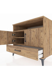 Kronos Şifonyer 3 Raflı Tek Çekmeceli 2 Kapaklı 88x59x80 Çam-Çam