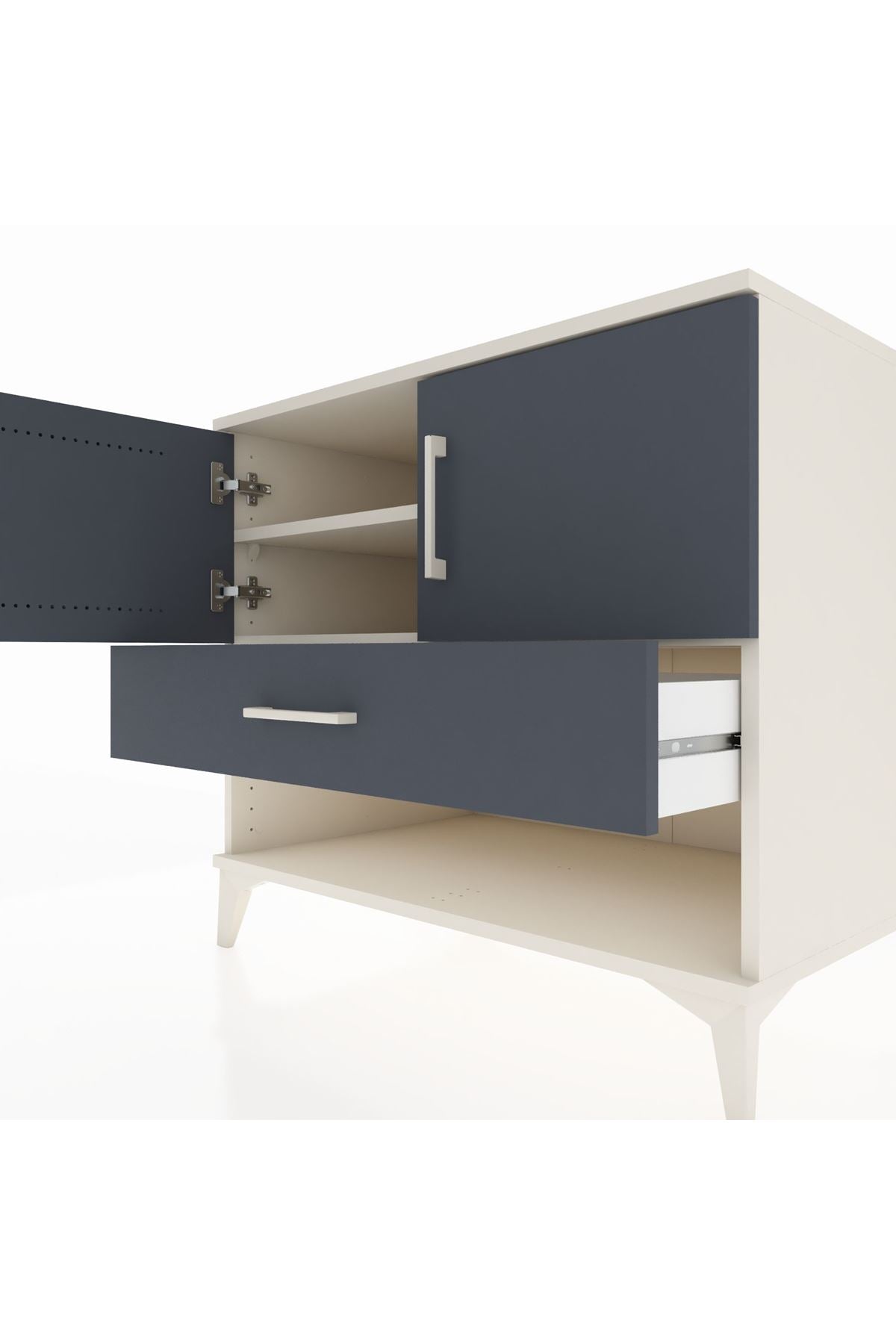 Kronos Şifonyer 2 Raflı Tek Çekmeceli 2 Kapaklı 88x59x80 Aytaşı-Antrasit