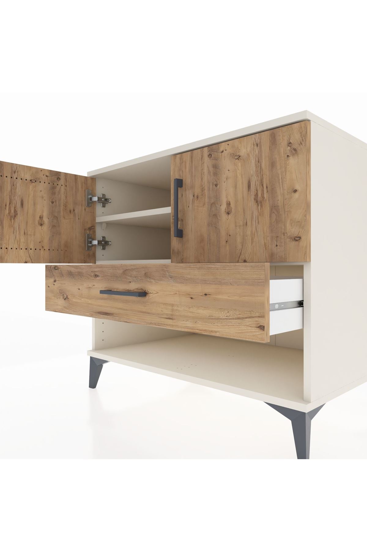 Kronos Şifonyer 2 Raflı Tek Çekmeceli 2 Kapaklı 88x59x80 Aytaşı-Çam