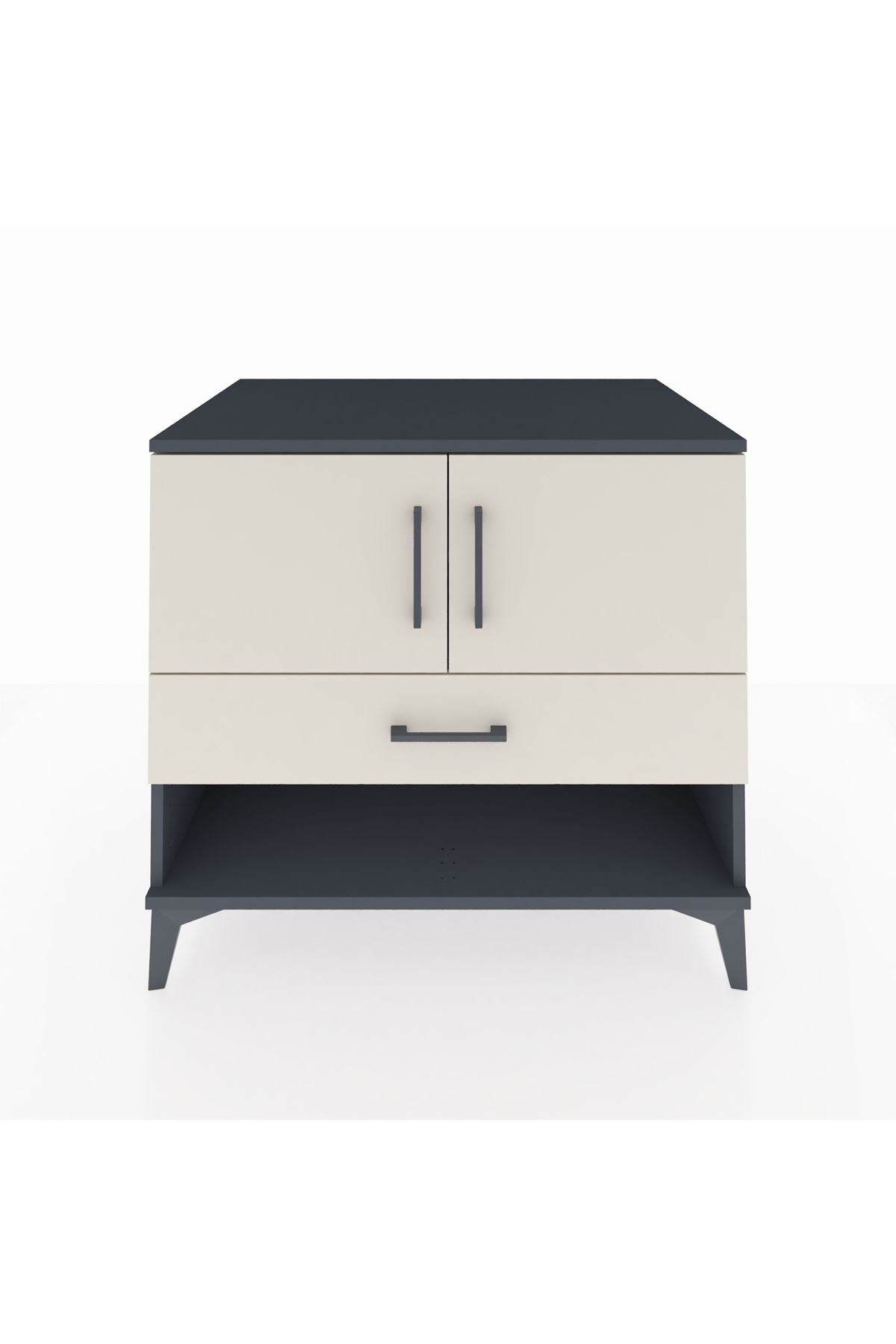 Kronos Şifonyer 2 Raflı Tek Çekmeceli 2 Kapaklı 88x59x80 Antrasit-Aytaşı