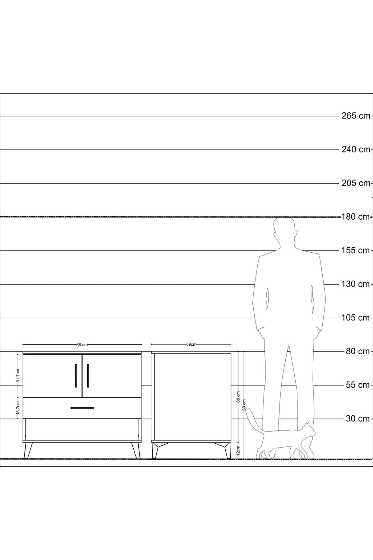 Kronos Şifonyer 2 Raflı Tek Çekmeceli 2 Kapaklı 88x59x80 Aytaşı-Çam