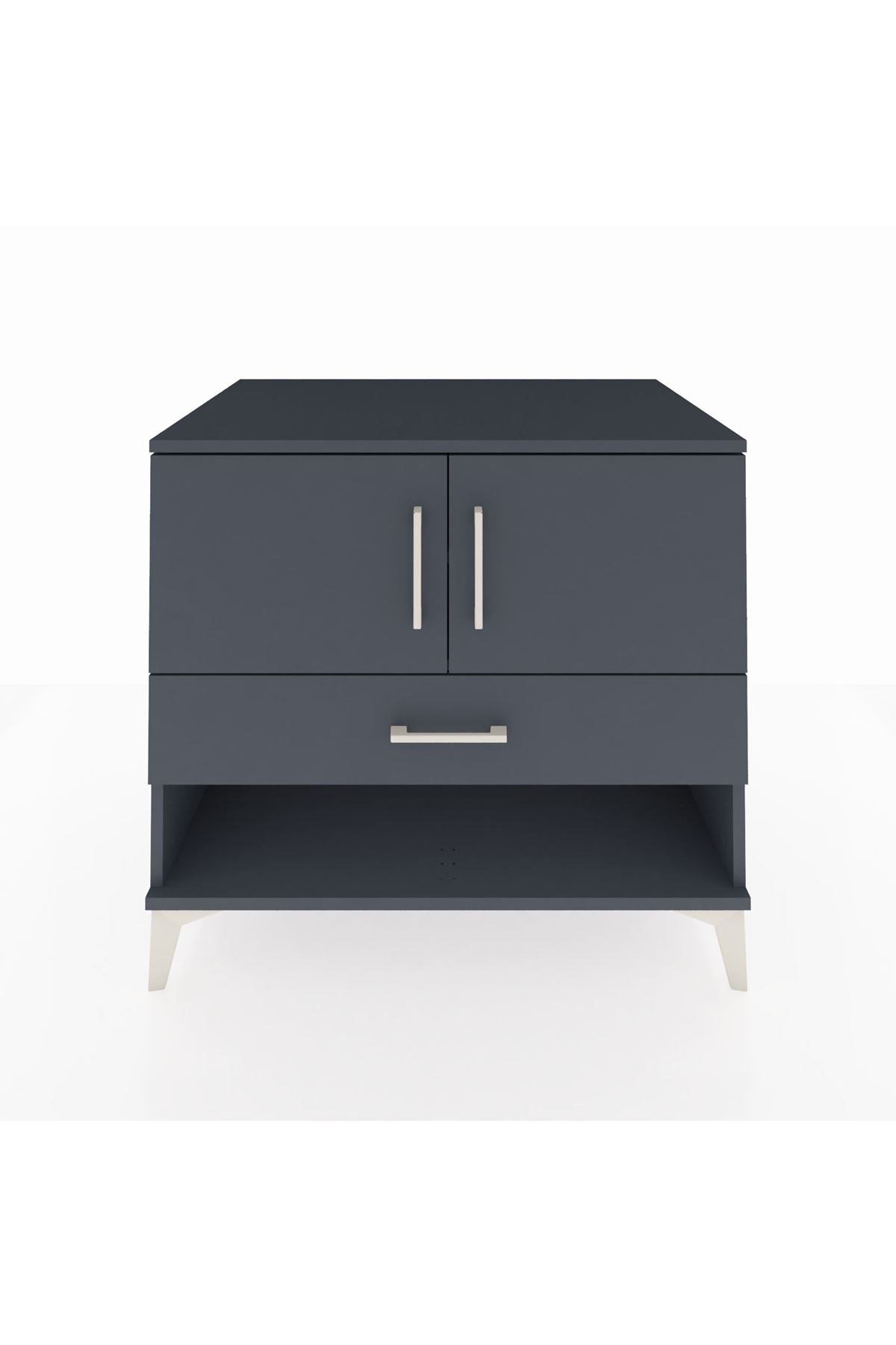 Kronos Şifonyer 2 Raflı Tek Çekmeceli 2 Kapaklı 88x59x80 Antrasit-Antrasit