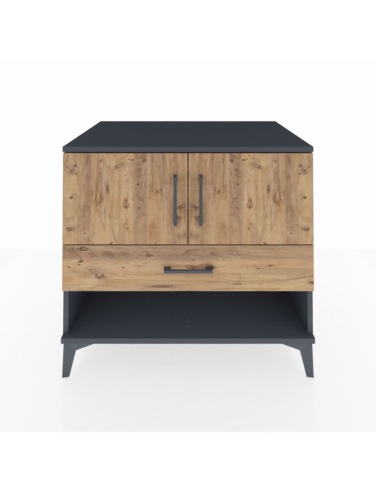 Kronos Şifonyer 2 Raflı Tek Çekmeceli 2 Kapaklı 88x59x80 Antrasit-Çam