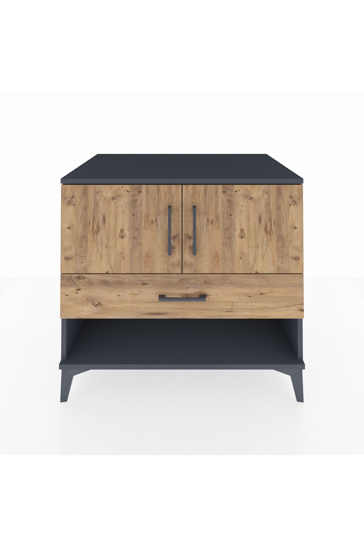 Kronos Şifonyer 2 Raflı Tek Çekmeceli 2 Kapaklı 88x59x80 Antrasit-Çam