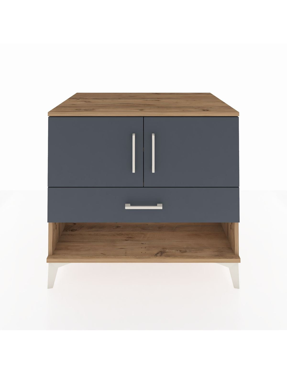 Kronos Şifonyer 2 Raflı Tek Çekmeceli 2 Kapaklı 88x59x80 Çam-Antrasit