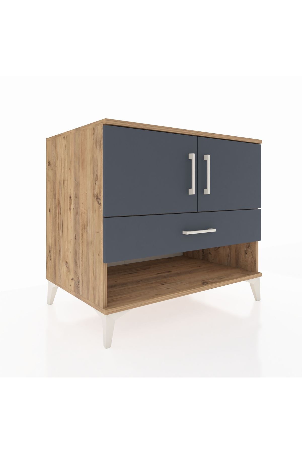 Kronos Şifonyer 2 Raflı Tek Çekmeceli 2 Kapaklı 88x59x80 Çam-Antrasit