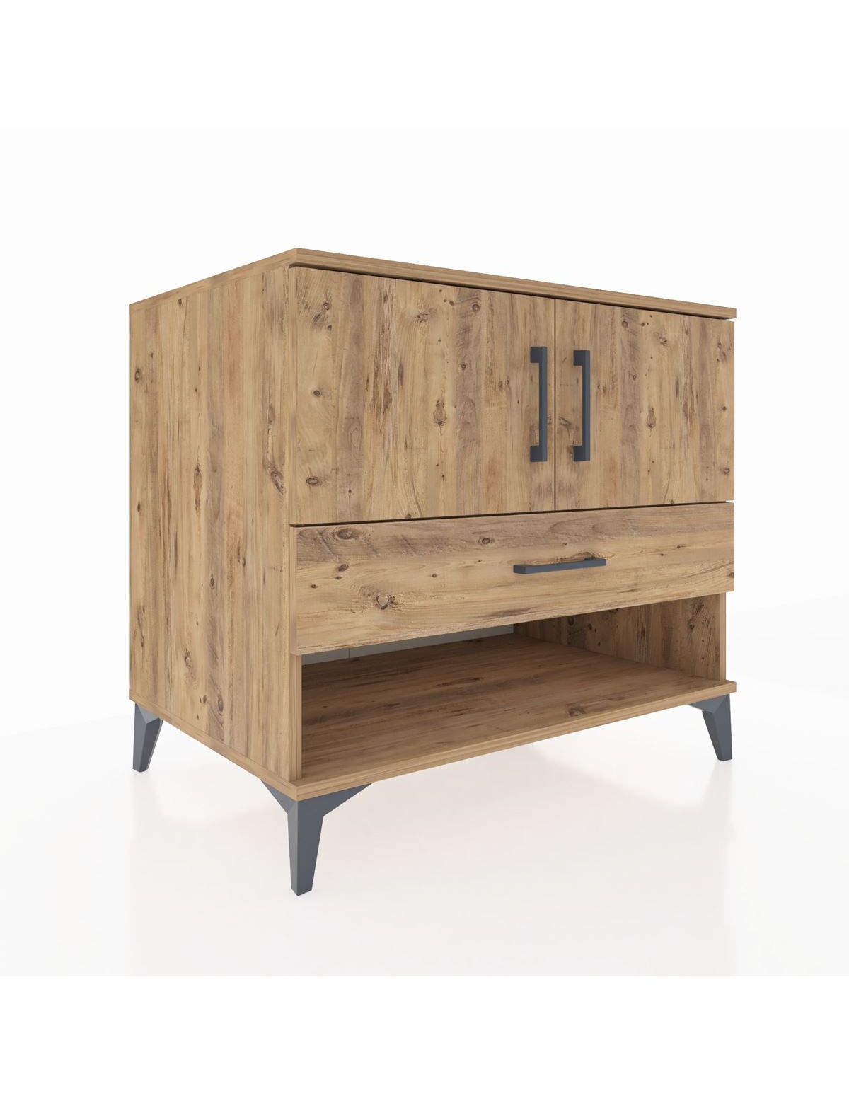 Kronos Şifonyer 2 Raflı Tek Çekmeceli 2 Kapaklı 88x59x80 Çam-Çam