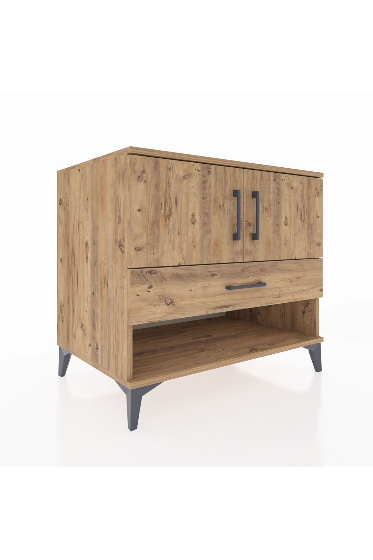 Kronos Şifonyer 2 Raflı Tek Çekmeceli 2 Kapaklı 88x59x80 Çam-Çam