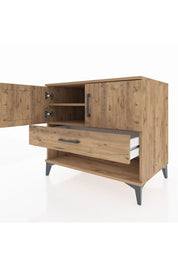 Kronos Şifonyer 2 Raflı Tek Çekmeceli 2 Kapaklı 88x59x80 Çam-Çam