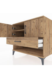 Kronos Şifonyer 2 Raflı Tek Çekmeceli 2 Kapaklı 88x59x80 Çam-Çam