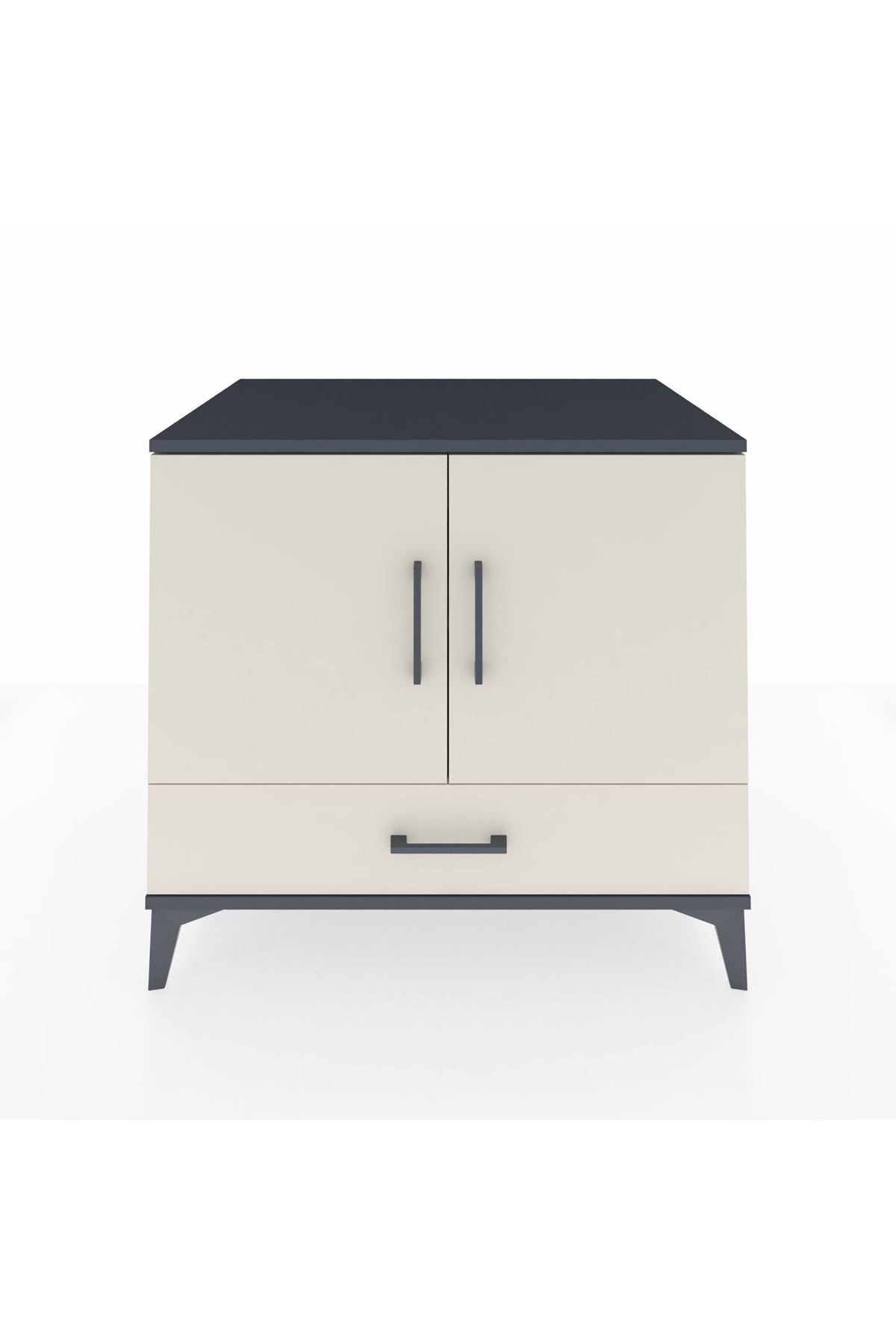 Kronos Şifonyer 2 Raflı Tek Çekmeceli 2 Kapaklı 88x59x80 Antrasit-Aytaşı