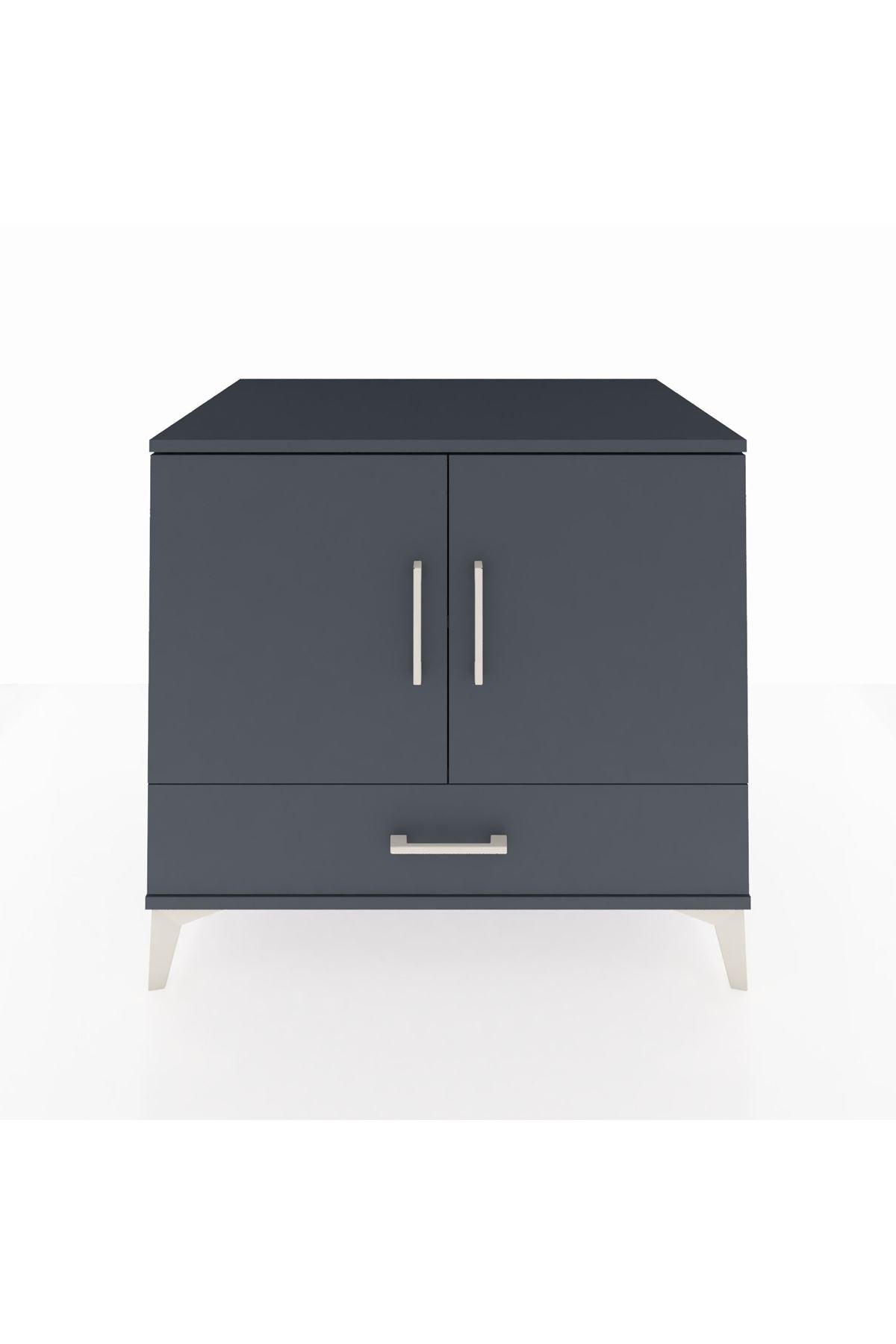 Kronos Şifonyer 2 Raflı Tek Çekmeceli 2 Kapaklı 88x59x80 Antrasit-Antrasit