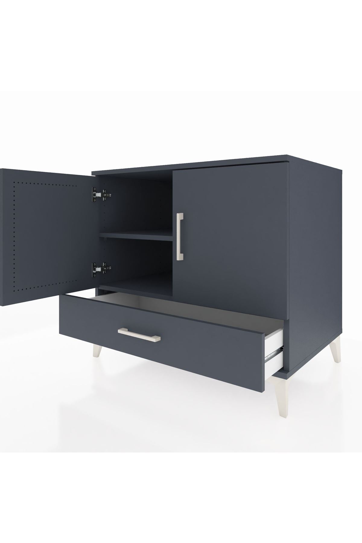 Kronos Şifonyer 2 Raflı Tek Çekmeceli 2 Kapaklı 88x59x80 Antrasit-Antrasit