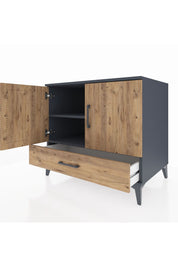 Kronos Şifonyer 2 Raflı Tek Çekmeceli 2 Kapaklı 88x59x80 Antrasit-Çam