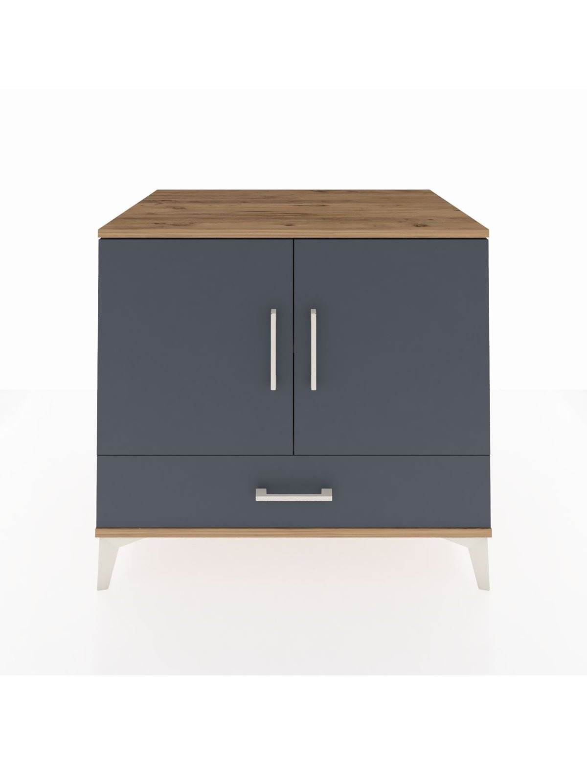 Kronos Şifonyer 2 Raflı Tek Çekmeceli 2 Kapaklı 88x59x80 Çam-Antrasit