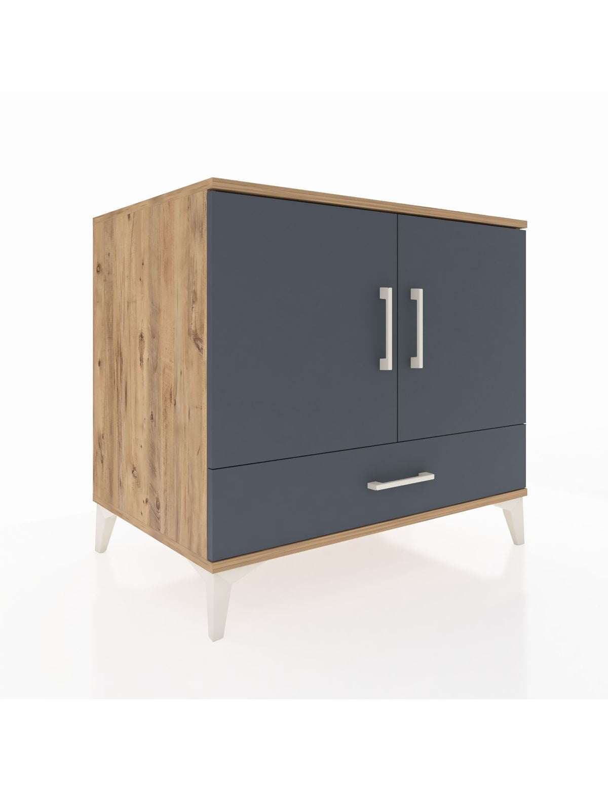 Kronos Şifonyer 2 Raflı Tek Çekmeceli 2 Kapaklı 88x59x80 Çam-Antrasit