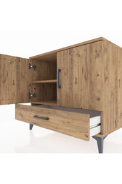 Kronos Şifonyer 2 Raflı Tek Çekmeceli 2 Kapaklı 88x59x80 Çam-Çam