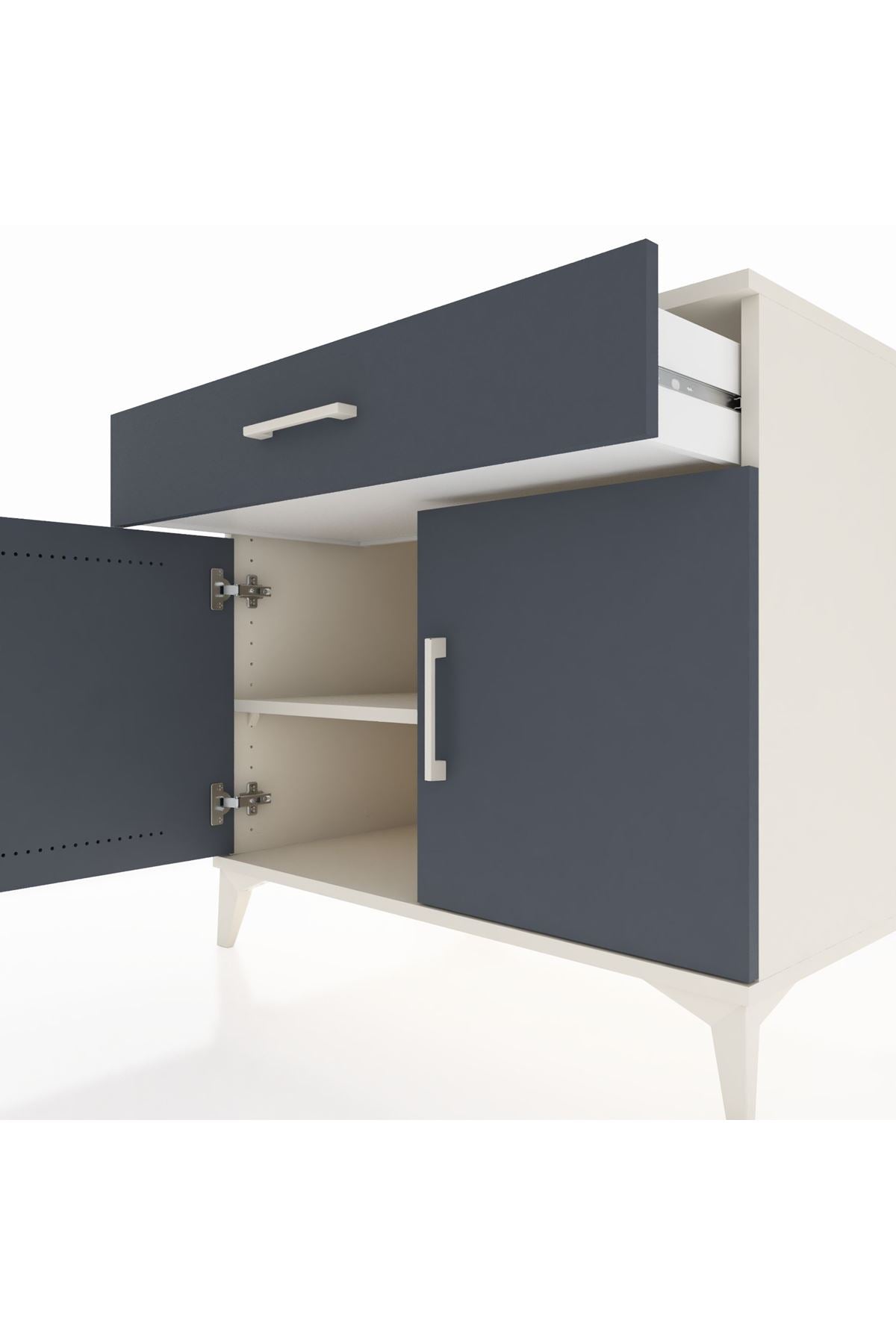 Kronos Şifonyer Tek Raflı Tek Çekmeceli 2 Kapaklı 88x59x80 Aytaşı-Antrasit