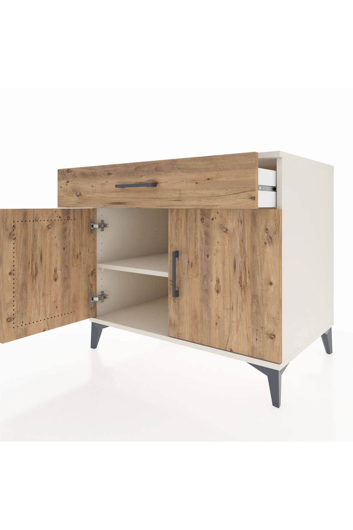 Kronos Şifonyer Tek Raflı Tek Çekmeceli 2 Kapaklı 88x59x80 Aytaşı-Çam